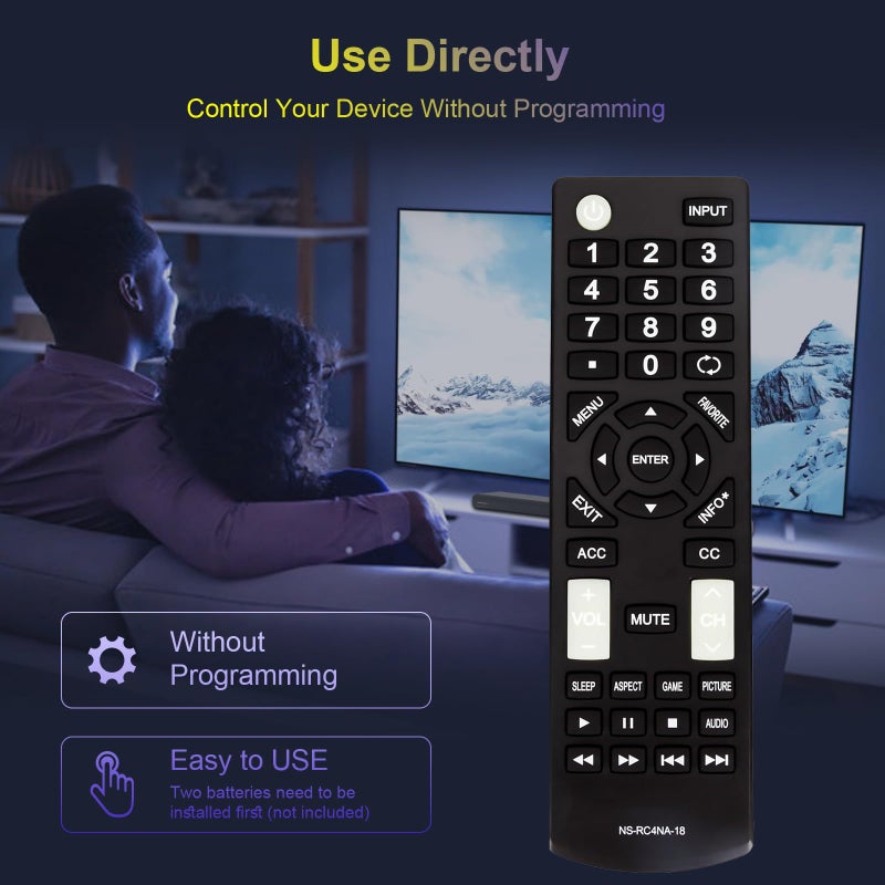 AULCMEET Universal NS-RC4NA-18 NSRC4NA18 Replace Remote Compatible with All Insignia TV NS-55D510NA19 NS-22D510NA19 NS-40D510NA19 NS-43D420NA18 NS-32D220NA18 NS-39D310NA19 NS-19D310NA19 NS-19D310NA19 - Image 3